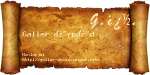 Galler Árpád névjegykártya