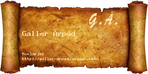 Galler Árpád névjegykártya